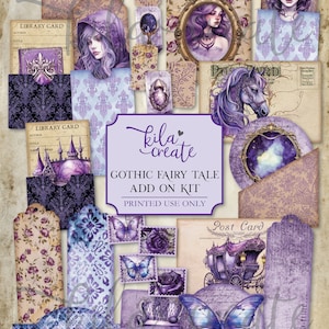 Gothic Fairy Tale Add On Journal Kit, Purple Gothic Junk Journal Kit, Gothic Journal, Digital Download, Printable Journal Kit, KILA Create