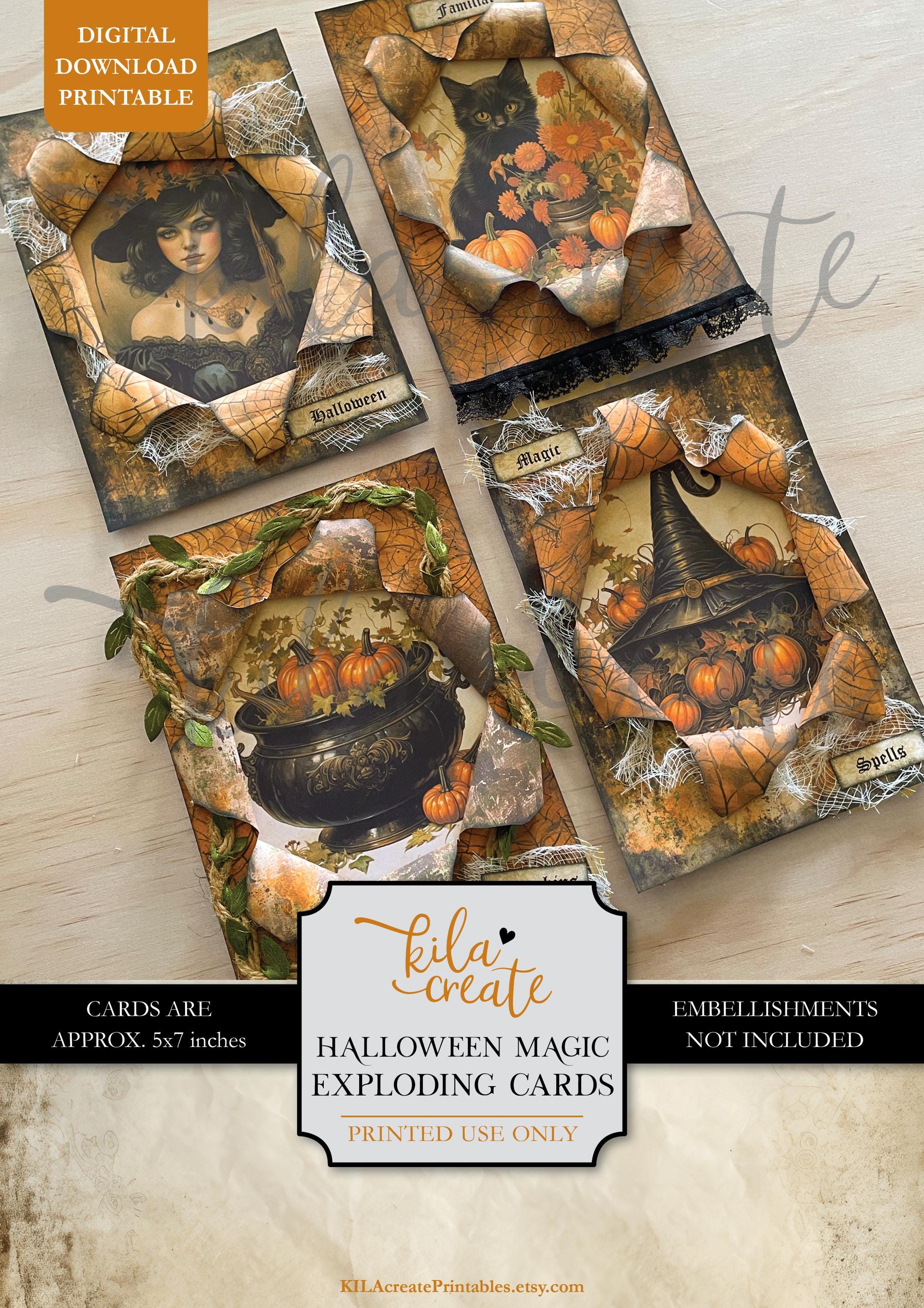 Halloween Magic Exploding Cards, Journal Topper, Halloween Journal ...
