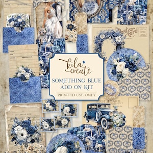 Kit de complemento Something Blue, kit de diário de casamento, diário romântico digital, download digital Love Romance, kit de diário para impressão, KILA Create