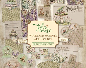 Woodland Wonders Add On Kit, Forest Animals, Wildflowers, Trees, Printable Junk Journal Kit, Digital Download, KILA Create Printables