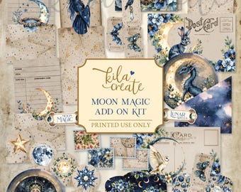 Moon Magic Add On Kit, Lunar Magic Junk Journal Kit, Celestial, Stars, Sky, Clouds, Digital Download, Printable Journal Kit, KILA Create