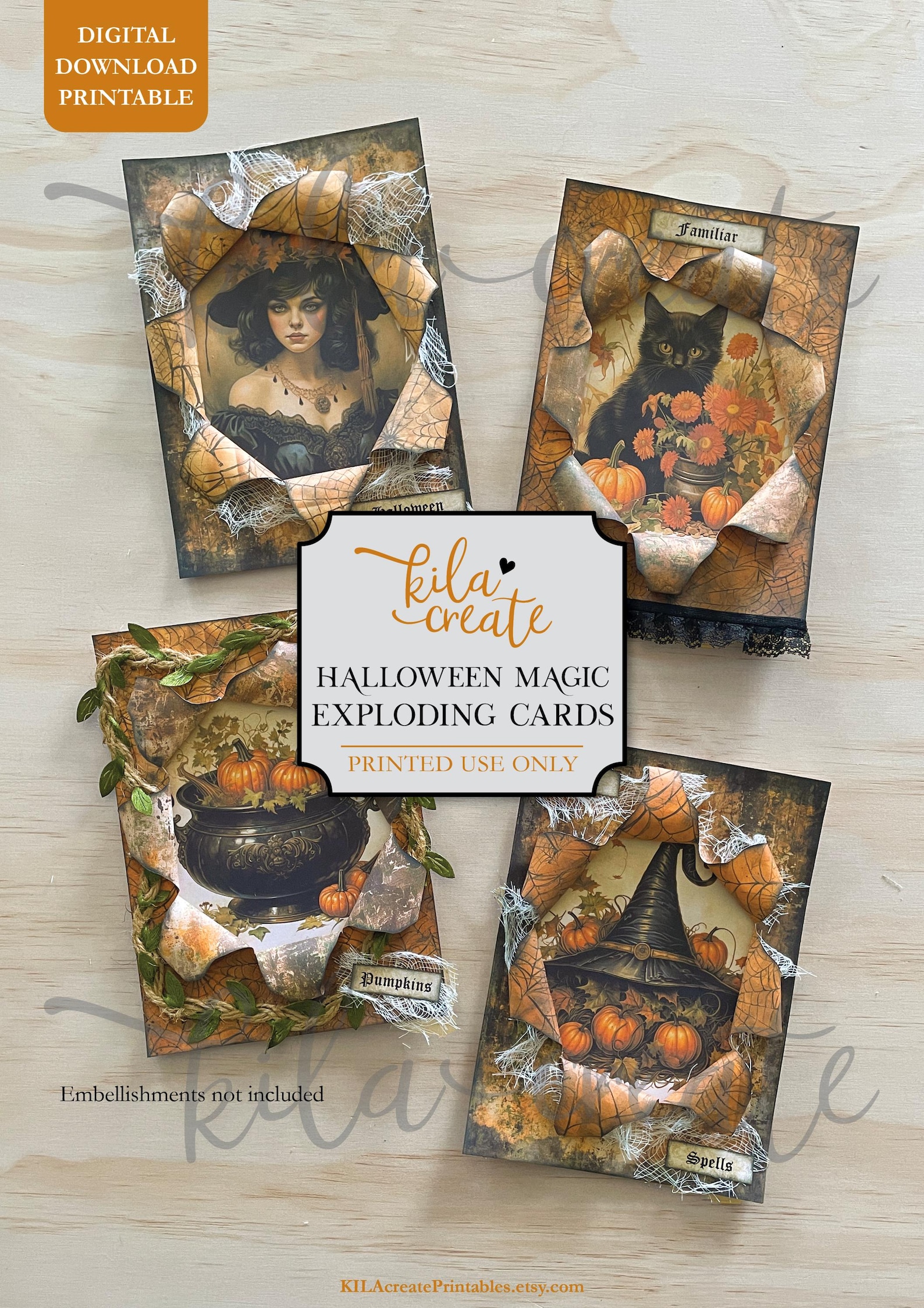 Halloween Magic Exploding Cards, Journal Topper, Halloween Journal ...