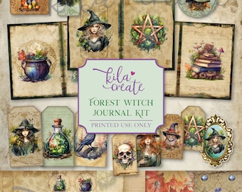 Forest Witch Journal Kit, Witches, Magical Junk Journal, Witchy Journal Kit, Digital Download, Printable Journal Kit, KILA Create
