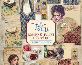 Romeo and Juliet Add On Kit, Romance Journal Kit, Forbidden Love Journal, Shakespeare, Digital Download, Printable Journal Kit, KILA Create
