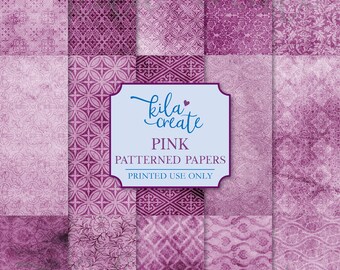 Pink Patterned Papers, Pink Journal Pages, Junk Journal Papers, Floral Pattern, Digital Paper Download, Printable Journal Kit, KILA Create