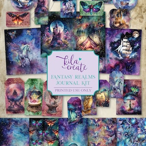 Fantasy Realms Journal Kit, Enchanted Fantasy Journal, Fairy Tale Junk Journal, Journal Digital Download, Printable Journal Kit, KILA Create