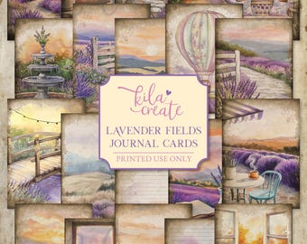 Lavender Fields Journal Cards, Purple Junk Journal, Purple Ephemera, Lavender Ephemera, Digital Download, Printable Journal Kit, KILA Create