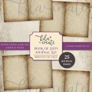 Book of Lists Journal Kit, List Writing Journal, Lists Journal Pages ...