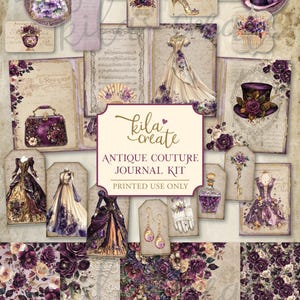 Antique Couture Journal Kit, French Junk Journal, Vintage, Floral, Victorian, Fashion, Digital Download, Printable Journal Kit, KILA Create
