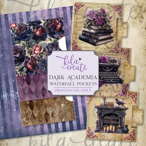Dark Academia Waterfall Pockets, Victorian Gothic Journal, Gothic Digital Download, Junk Journal Kit, Printable Journal Kit, KILA Create
