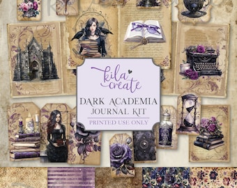 Dark Academia Journal Kit, Gothic Library Journal, Books, Gothic Book Lover Journal, Digital Download, Printable Journal Kit, KILA Create