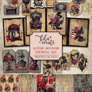 Gothic Boudoir Journal Kit, Gothic Dark Journal, Gothic Junk Journal, Victorian Journal Digital Download, Printable Journal Kit, KILA Create