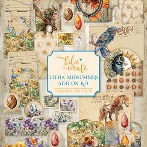 Litha Midsummer Add On Kit, Summer Solstice Pagan Holiday, Sun, Wheel of the Year, Digital Download, Printable Journal Kit, KILA Create
