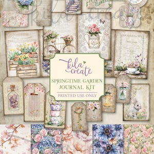 Springtime Garden Journal Kit, Spring, Flowers, Garden, Gardening, Four Seasons, Digital Download, Printable Journal Kit, KILA Create