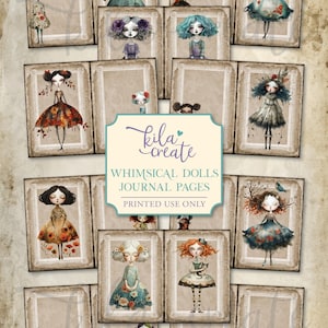 Whimsical Dolls Journal Pages, Whimsical Ephemera, Doll Journal, Lace, Vintage, Shabby, Digital Download, Printable Journal Kit, KILA Create