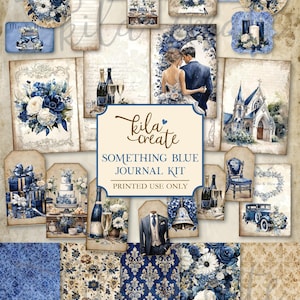 Kit de diário Something Blue, kit de diário de casamento, diário romântico digital, download digital Love Romance, kit de diário para impressão, KILA Create