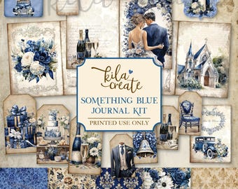 Something Blue Journal Kit, Wedding Journal Kit, Romantic Journal Digital, Love Romance Digital Download, Printable Journal Kit, KILA Create