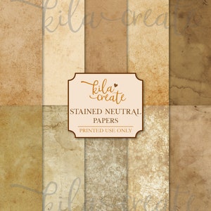 Stained Neutral Paper, Coffee Dyed Paper, Tea Dyed Paper, Sepia Journal Pages, Digital Paper Download, Printable Journal Kit, KILA Create