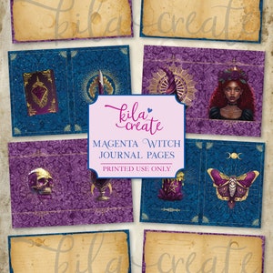Magenta Witch Journal Pages, Grimoire Gothic Magic Spells Witches, Gothic Junk Journal, Digital Download, Printable Journal Kit, KILA Create