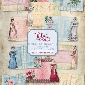Romantic Regency Cut-Away Journal Pages, Jane Austen Vintage Ephemera, Lace Embroidery, Digital Download, Printable Journal Kit, KILA Create