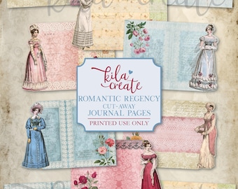 Romantic Regency Cut-Away Journal Pages, Jane Austen Vintage Ephemera, Lace Embroidery, Digital Download, Printable Journal Kit, KILA Create