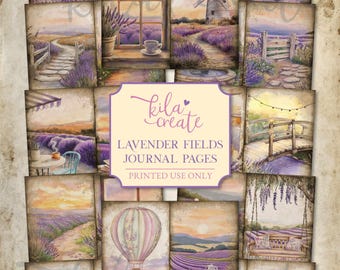 Lavender Fields Journal Pages, Purple Junk Journal, Purple Ephemera, Lavender Ephemera, Digital Download, Printable Journal Kit, KILA Create