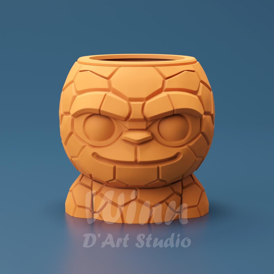 Rock Golem Head Planter STL | Superhero Comic Decor 3D Printable ...