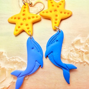Ocean Animal Earrings – Cute Whale and Starfish Design | Beach-Inspired Handmade Jewelry Gift for Her