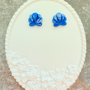 Seashell Polymer Clay Stud Earrings – Coastal Charm - Gift for her