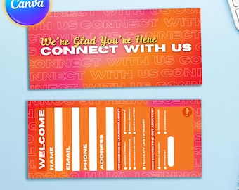 Editable Church Connect Card Template | Canva Welcome Card (4x9) (Digital Download)