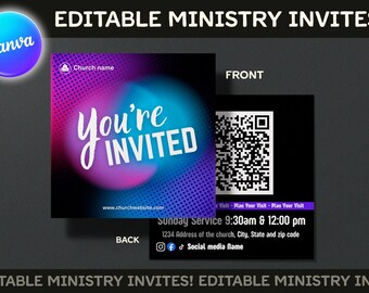 Editable Church Invitation Template | Modern Sunday Service Invite | Instant Download | Canva Template