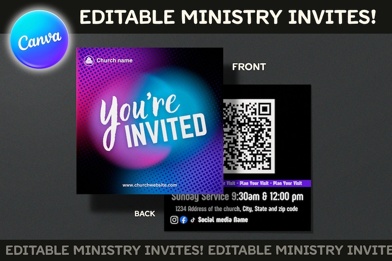 Editable Church Invitation Template | Modern Sunday Service Invite ...
