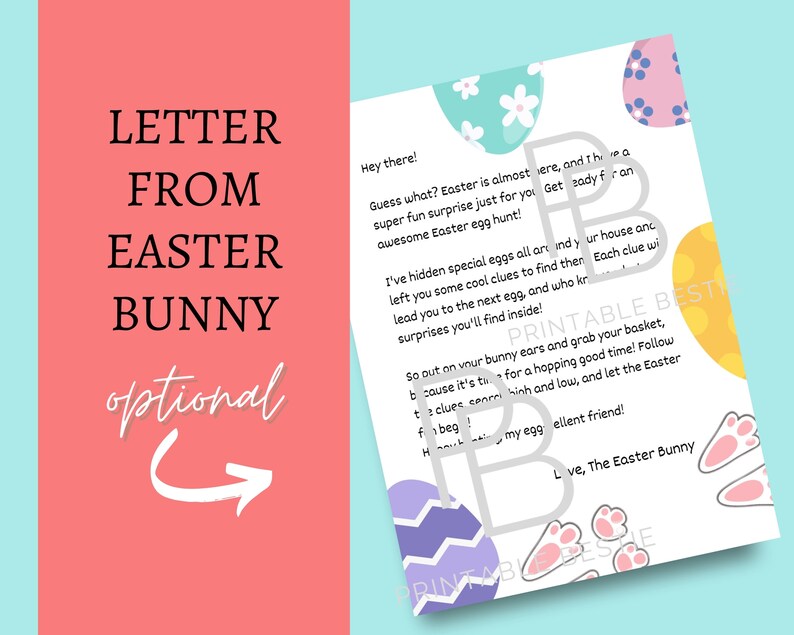 Easter Scavenger Hunt for Kids, Easter Bunny Letter, Printable Kids ...