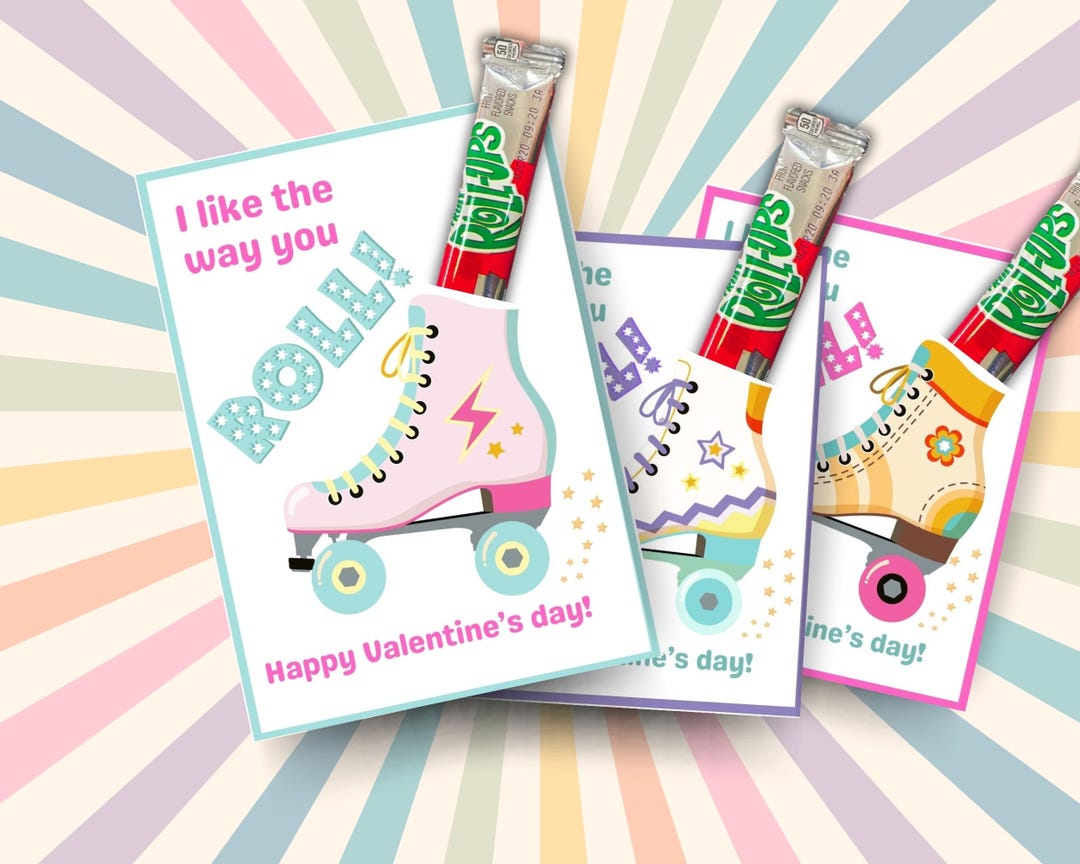 Retro Roller Skate Valentine Cards | Printable Valentines Card | Fruit ...