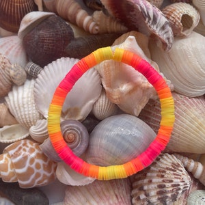 Malibu Sunset Clay Beaded Bracelet: Yellow to Pink