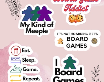 Board Game Vinyl Die Cut stickers for water bottles, laptops, planners and more!