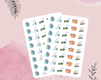 Cleaning Stickers for Planners, Calendars & Chore Charts – Cute Chore Stickers, Organization Stickers, Functional Planner Stickers