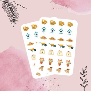 Feuille d'autocollants de jardin - Autocollants de jardinage imperméables pour journaux, agendas et suivi de jardin - Entretien des plantes et organisation du jardin