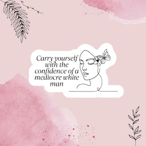 Pegatina con frase "Confianza" - Vinilo feminista para portátil, diario, botella de agua o cuaderno - Pegatina halográfica de empoderamiento