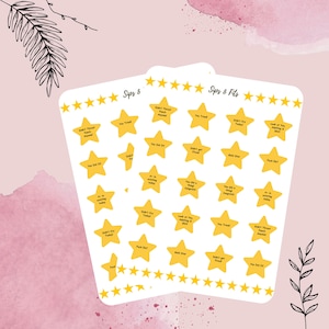 May include: Two sticker sheets featuring yellow star-shaped stickers. Each star has a different phrase, such as "Didn't Threaten Anyone!" and "You Tried!" The stickers are on a white background with the words "Sips & Fits" at the top.
