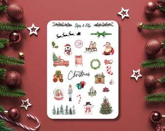 Cozy Christmas Sticker Sheet | Cute Holiday Stickers | Festive Winter Stickers for Planners, Journaling, Scrapbooking, & Stationery Stickers