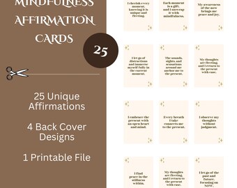 Mindfulness Affirmation Cards – Printable Set - Mindfulness Cards