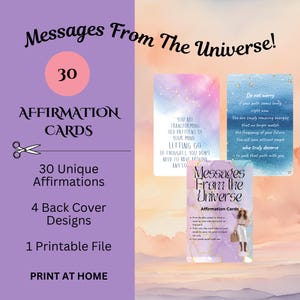 Tarjetas de Afirmación con Mensajes del Universo / Tarjetas de Afirmación Imprimibles / Citas Positivas / Tarjetas de Autocuidado Imprimibles