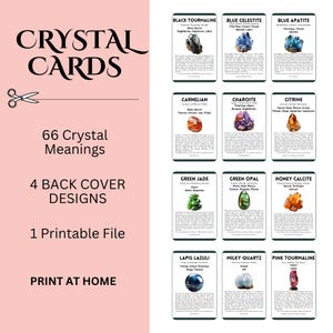 Crystal Meaning Cards – Printable Crystal Guide Deck - Crystal Reference Cards Printable - Crystal Properties and Benefits
