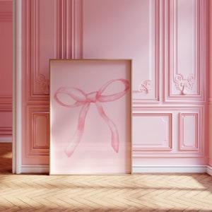 Pink Bow Art Print l Coquette Room Decor l Bow Room Decor l Balletcore Wall Art l Coquette Wall Art l Pink Wall Art
