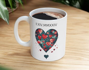 Tazas personalizadas san Valentín de corazones, regalos para novia, pareja, esposa, 11 y 15oz, regalos para parejas, novio, tazas de café