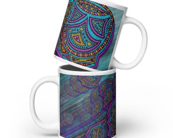 Abstract Art Coffee Mug – Colorful Geometric Design, Ceramic Mug