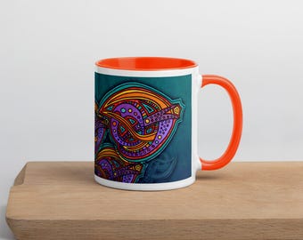 Abstract Art Coffee Mug: Colorful Geometric Design, Ceramic Mug