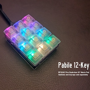 Pabile P12 12-Key 4x3 Grid Programmable RP2040 Mechanical Macro Pad Keyboard PCB Assembly DIY or Ready to Use Kit QMK Vial