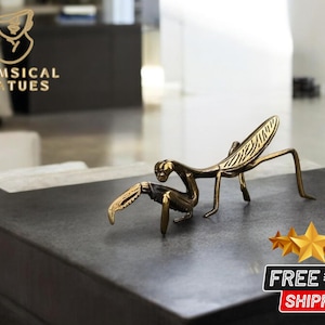 Vintage Brass Copper Mantis Statue | Retro Insect Figurine | Home Decoration Ornament | House Decoration for Flowerpots